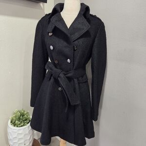 guess double breasted tie coat